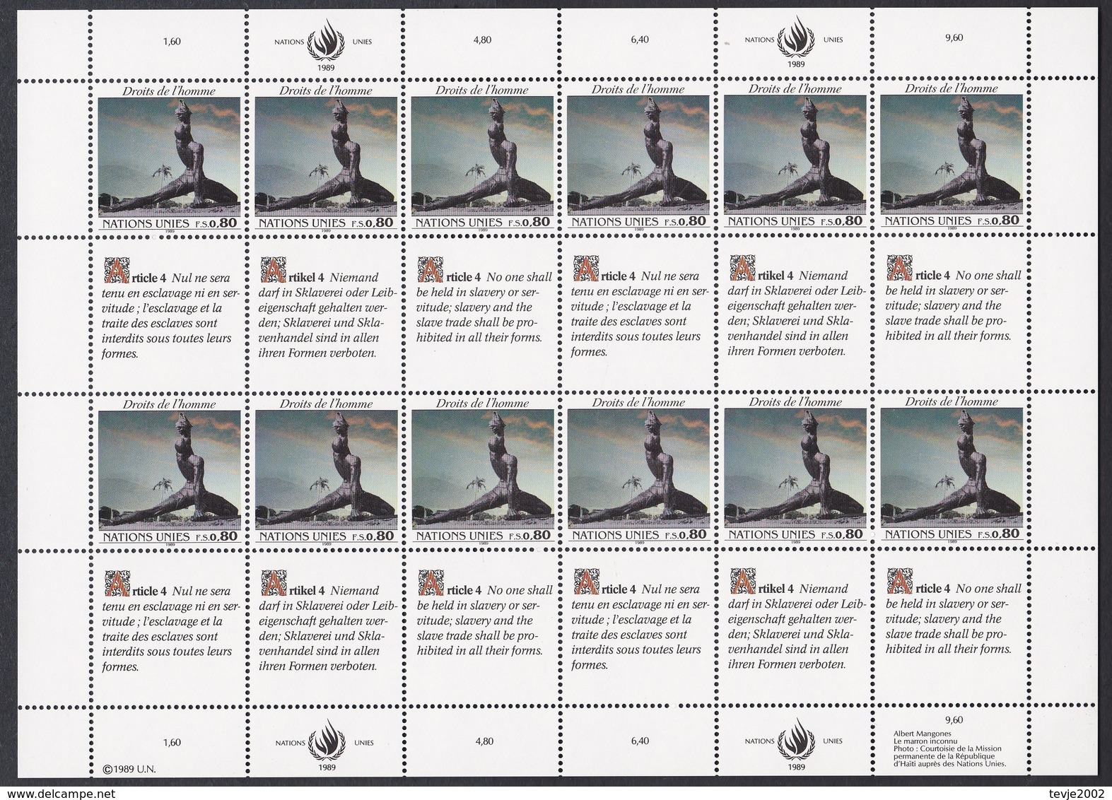 UN UNO Genf 1989 - Mi.Nr. 180 - 181 - Postfrisch MNH - Kleinbögen - Blocks & Kleinbögen