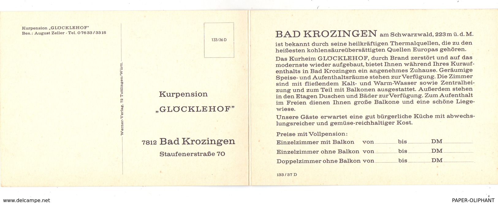 7812 BAD KROZINGEN, Kurpension GLÖCKLEHOF, Klapp-Karte - Bad Krozingen