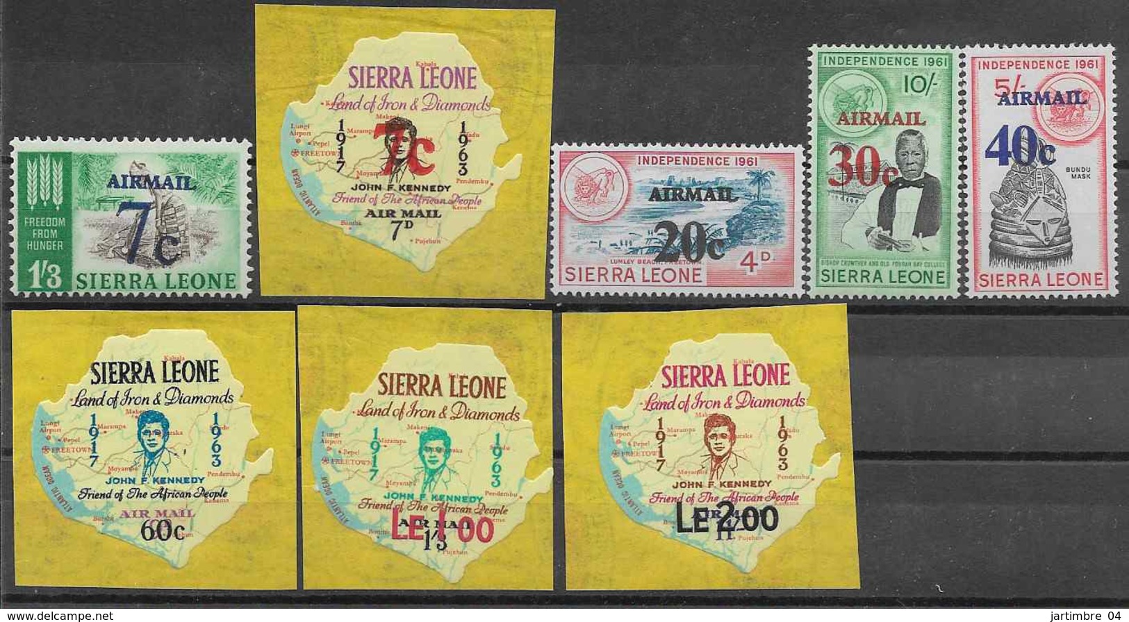 1964-65  SIERRA LEONE 257-71+ PA  27-34 ** Fleurs, Diamant, Trompette, Kennedy, Surchargés - Sierra Leone (1961-...)