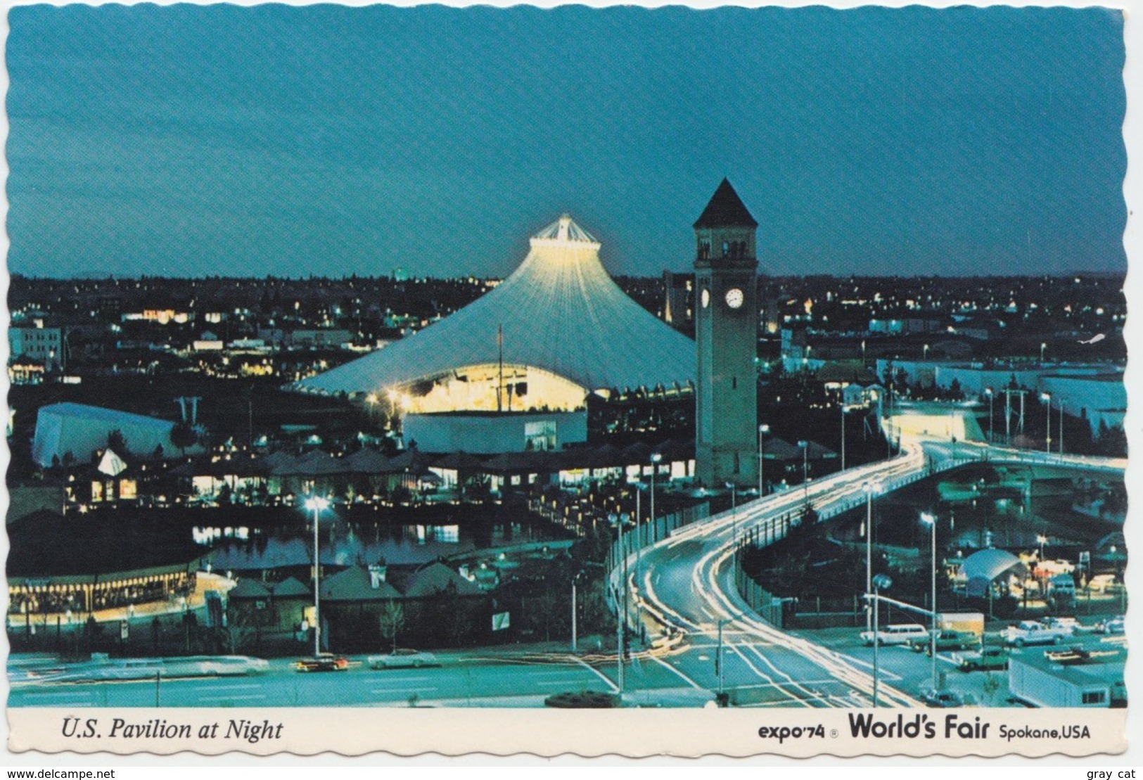 U.S. Pavilion At Night, Expo 74 World's Fair, Spokane, USA, Postcard [21700] - Spokane