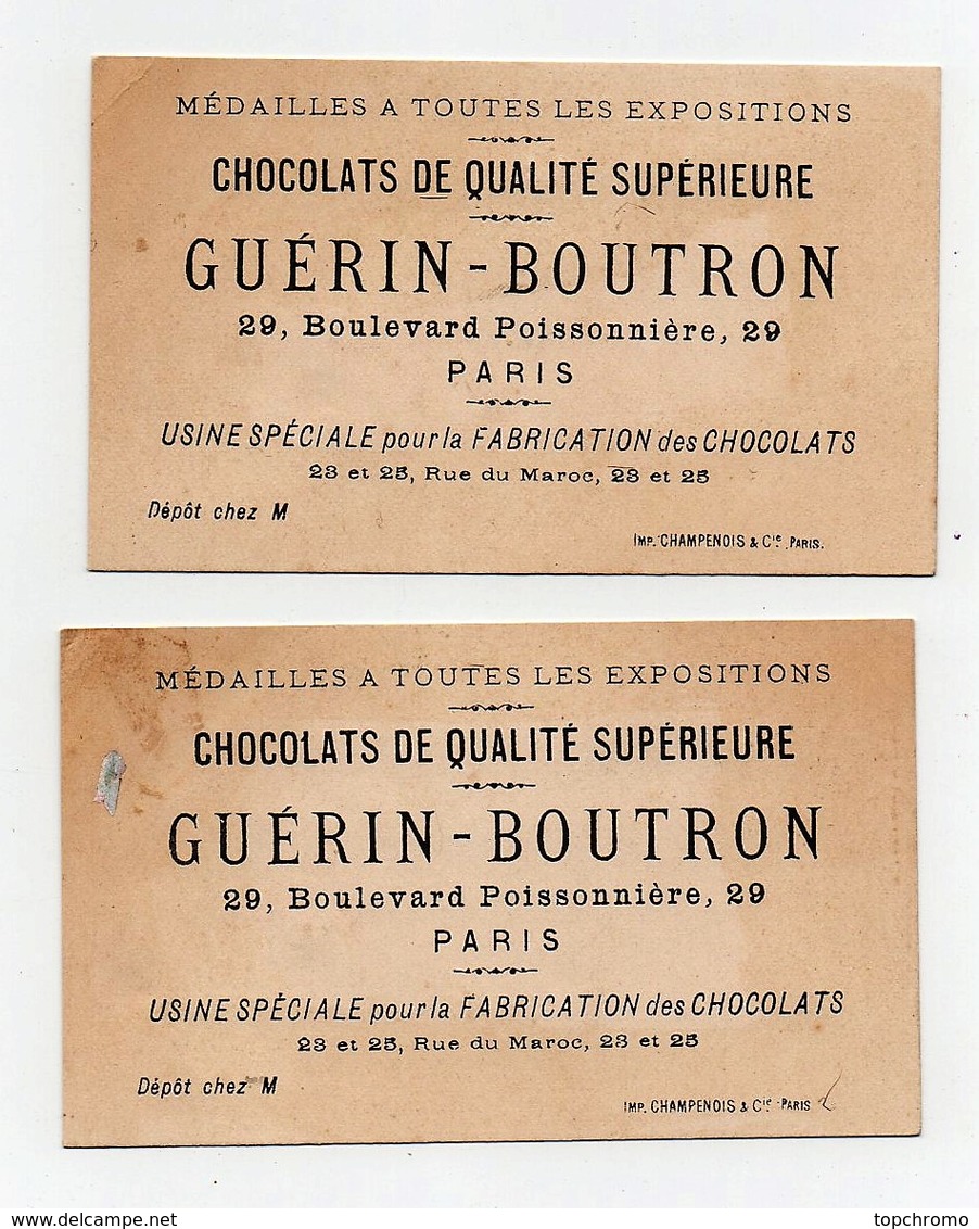 CHROMO Dorée Chocolat Guérin-Boutron Champenois Enfants Fleurs De Table Fleurs De Mariée (2 Chromos) - Guérin-Boutron