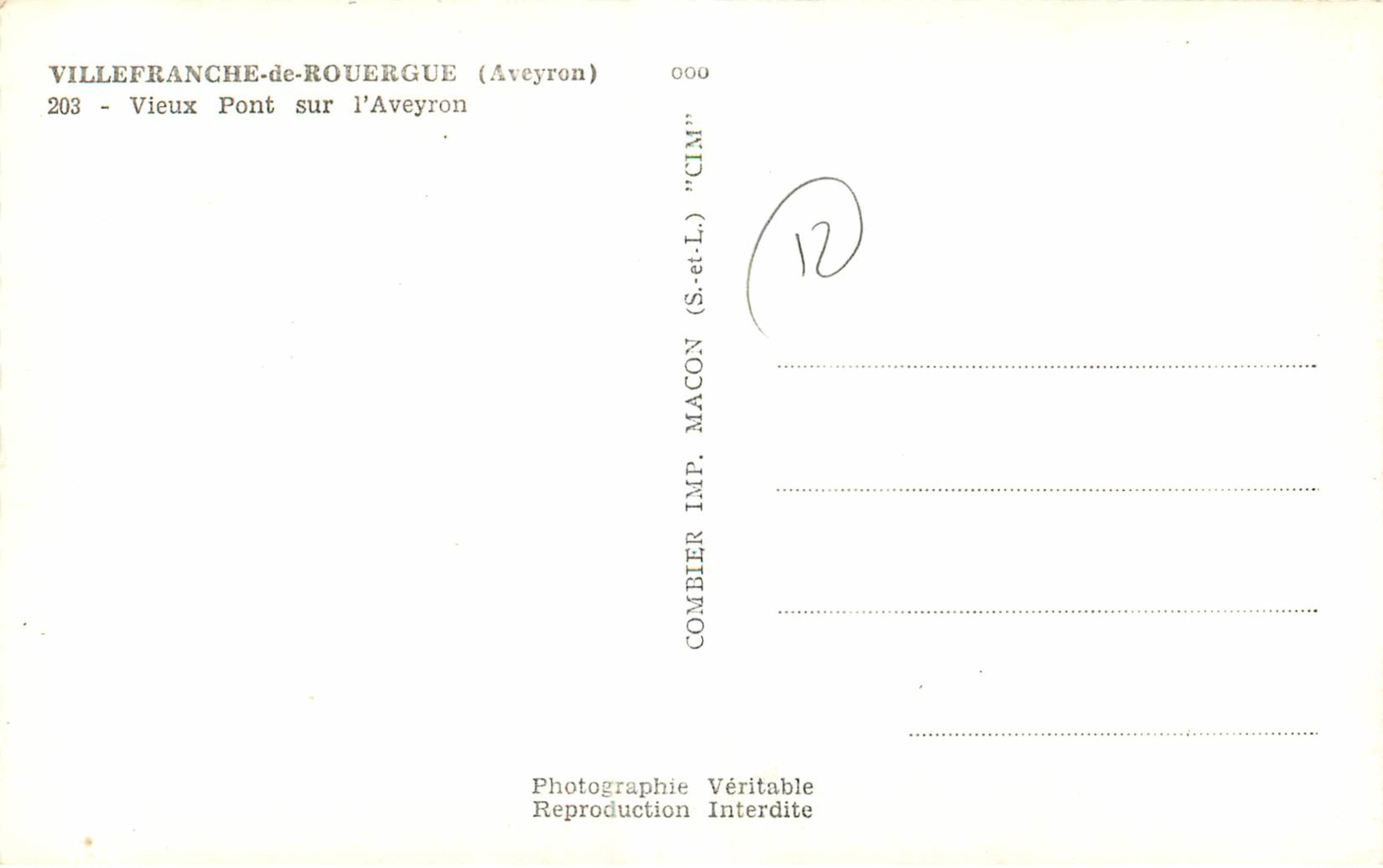 12 - VILLEFRANCHE DE ROUERGUE - VIEUX PONT - Villefranche De Rouergue
