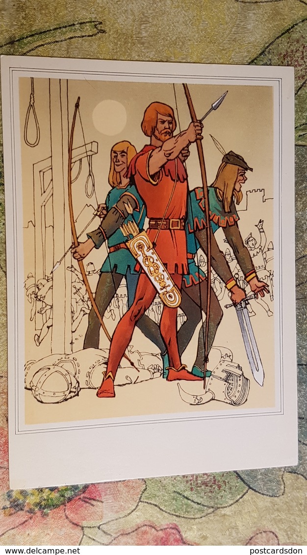 "ROBIN HOOD" - OLD USSR Postcard -1975 - ARCHERY - Archer - Archery