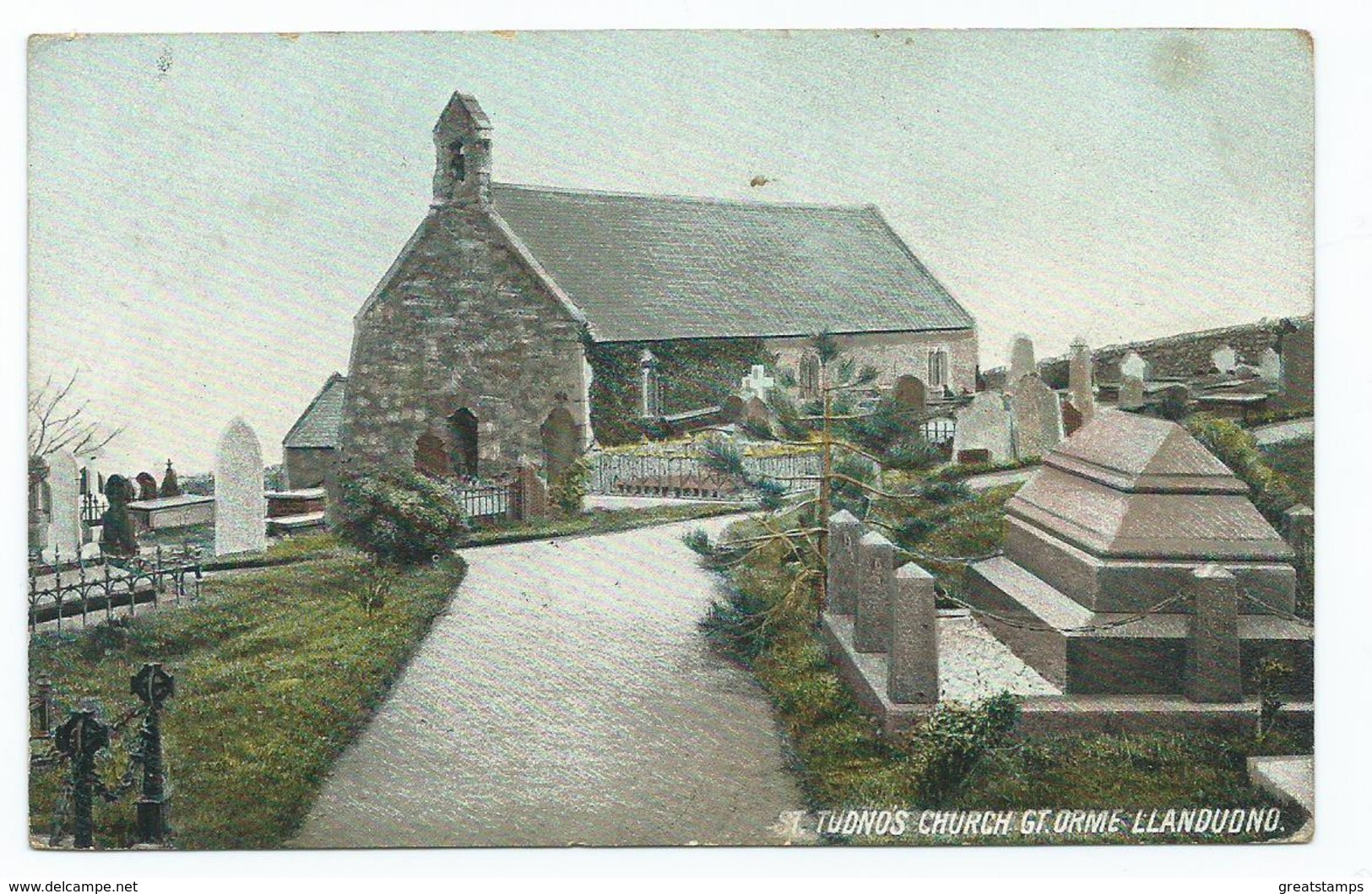 Wales Llandudno St.tudnos Church Gt Orme   Postcard Squared Circle Bolton Posted 1908 - Contea Sconosciuta