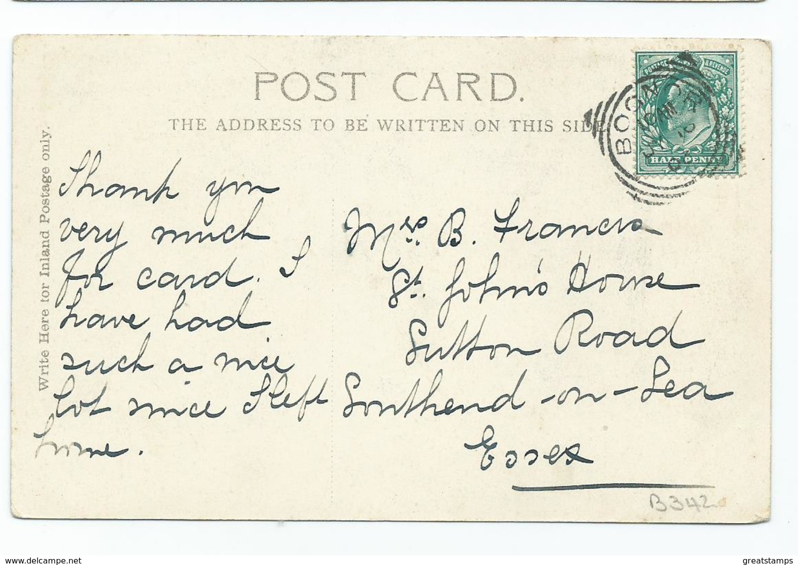 Sussex Postcard Squared Circle Bognor Posted 1906 - Bognor Regis