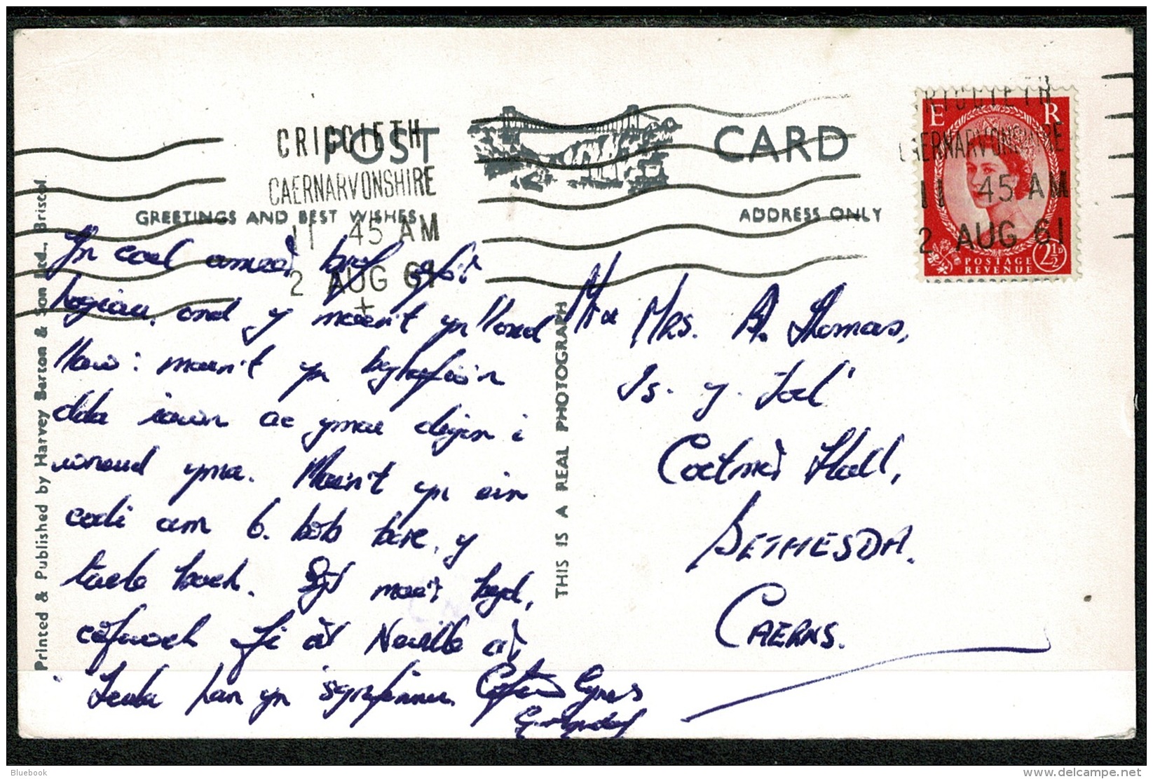 RB 1214 - 1961 Postcard - Gwyndy Farm Cafe - Lloyd George's Grave Llanystumdwy Wales - Caernarvonshire