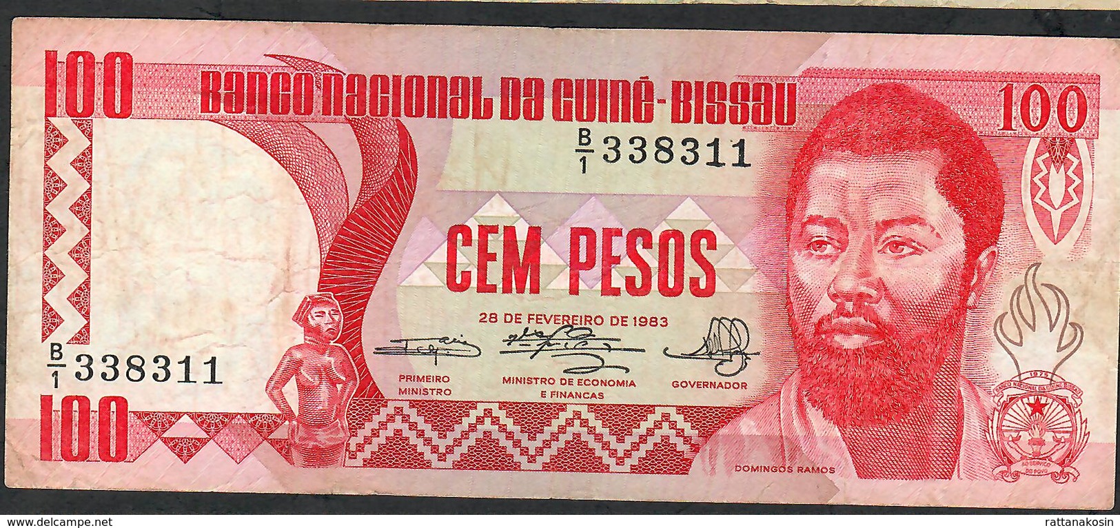 GUINEA BISSAU P6 100 PESOS 1983 Prefix B/1    VF NO P.h. ! - Guinee-Bissau