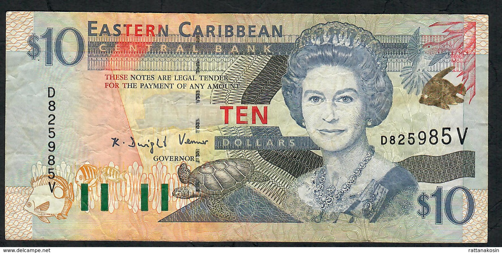 EAST CARRIBBEAN TERRITORIES P38v 10 DOLLARS 2001 Suffix V VF NO P.h. ! - Ostkaribik