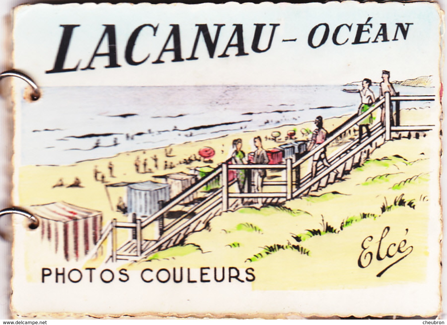 33. LACANAU . RARETÉ. PETIT CARNET DE 10 PHOTOS COULEURS RELIÉES PAR DEUX ANNEAUX.. FORMAT 7,2x5,4 - Autres & Non Classés