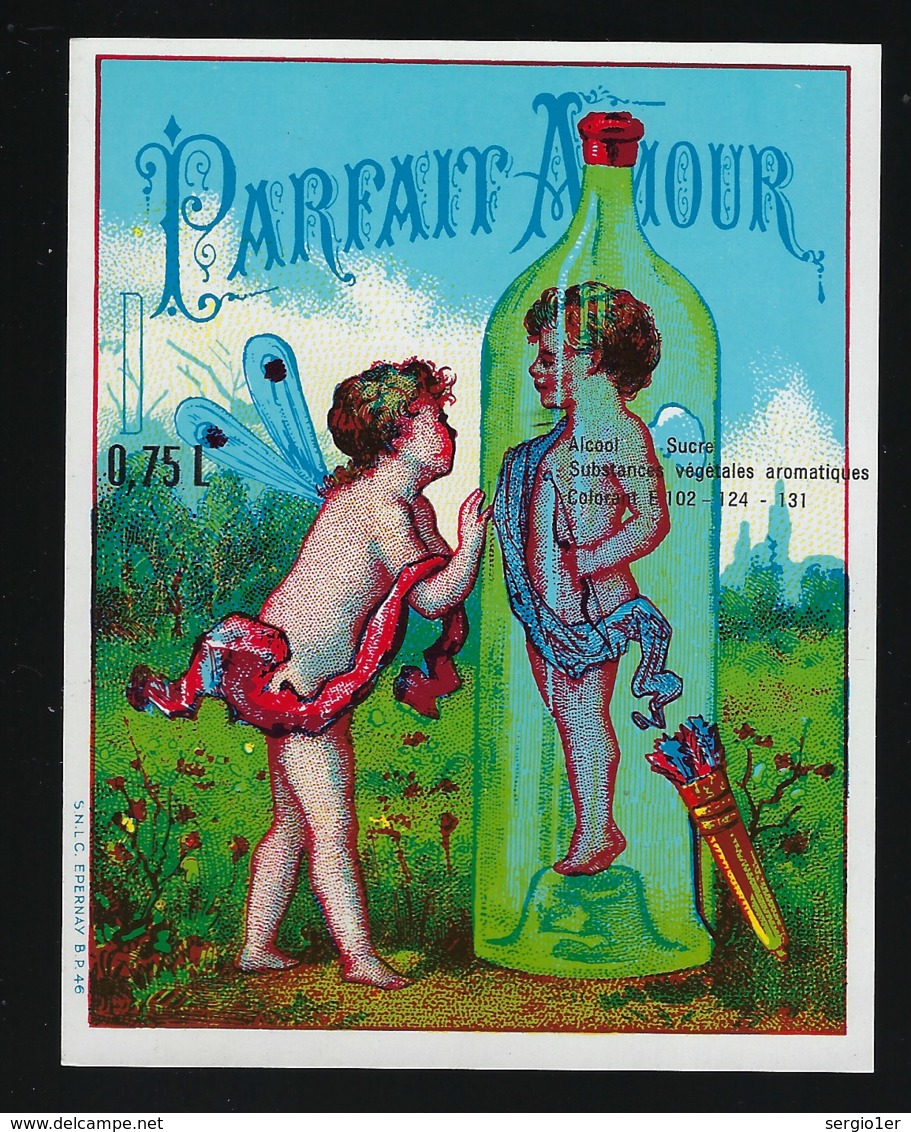 Ancienne étiquette  Liqueur "Parfait Amour" 0,75l - Alkohole & Spirituosen