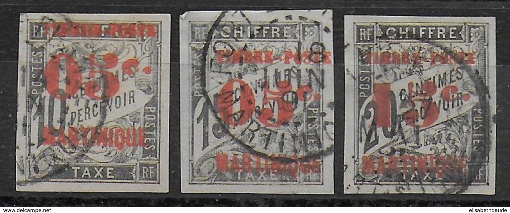 MARTINIQUE - YVERT N° 23/25 OBLITERES  - COTE = 86 EUR. - - Gebruikt