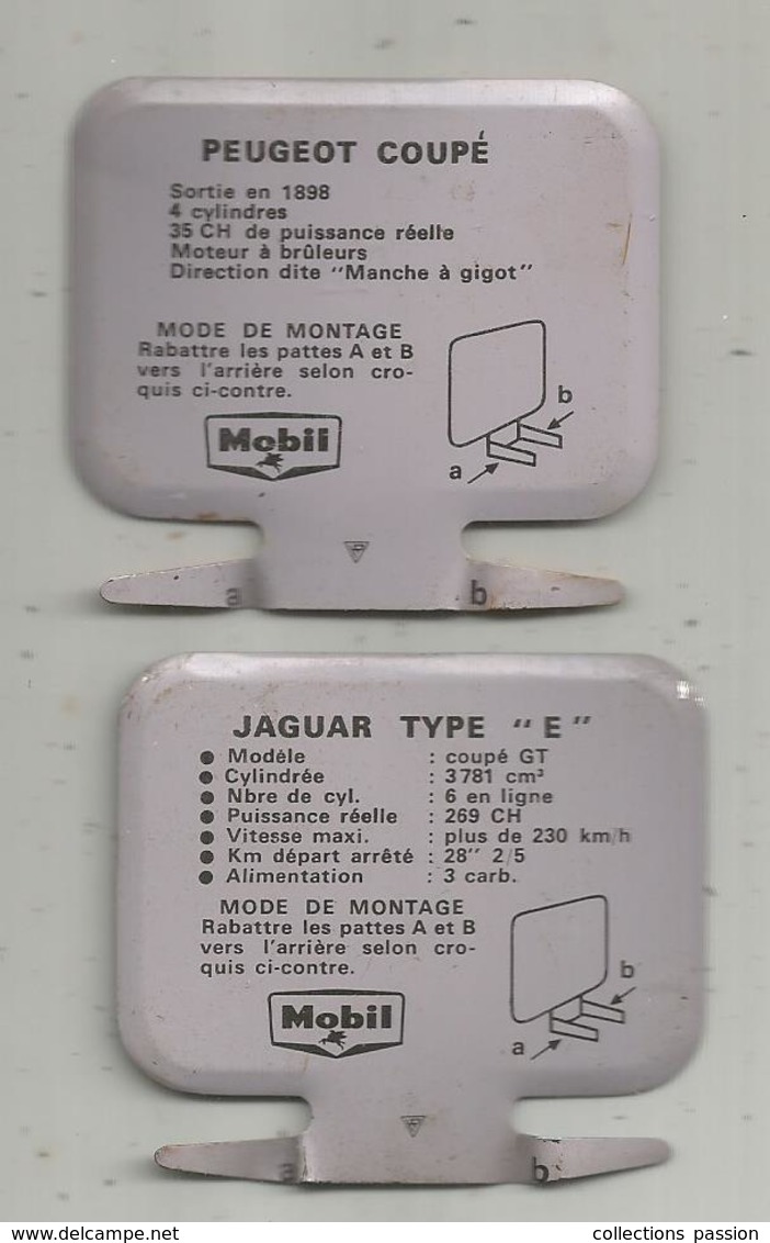 Publicité , Petite Plaque Tolée , AUTOMOBILES , MOBIL , Jaguar ,Peugeot , LOT DE 2 PLAQUES - Tin Signs (after1960)