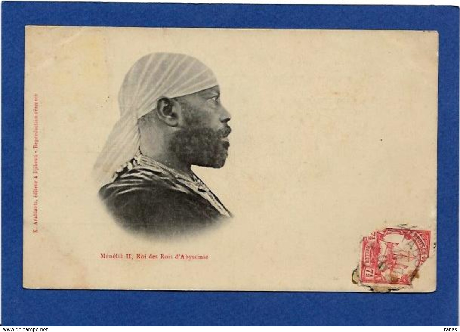 CPA Abyssinie Ethiopie Ethiopia Ethnic Afrique Noire Type Circulé Ménélik Empereur - Ethiopie
