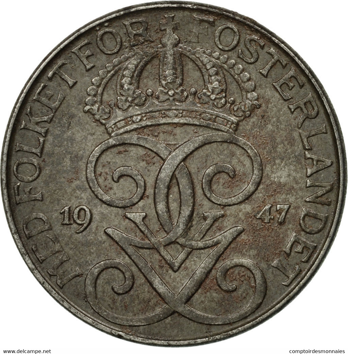 Monnaie, Suède, Gustaf V, 5 Öre, 1947, TTB, Iron, KM:812 - Suède