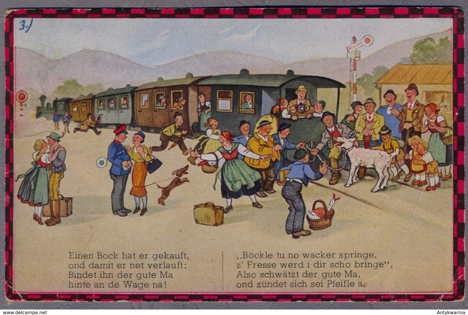 Hans Boettcher Stuttgart HUMOR Schwäbische Eisenbahn Dog DACHSHUND BASSET Teckel Uber 1925y E667 - Böttcher, Hans