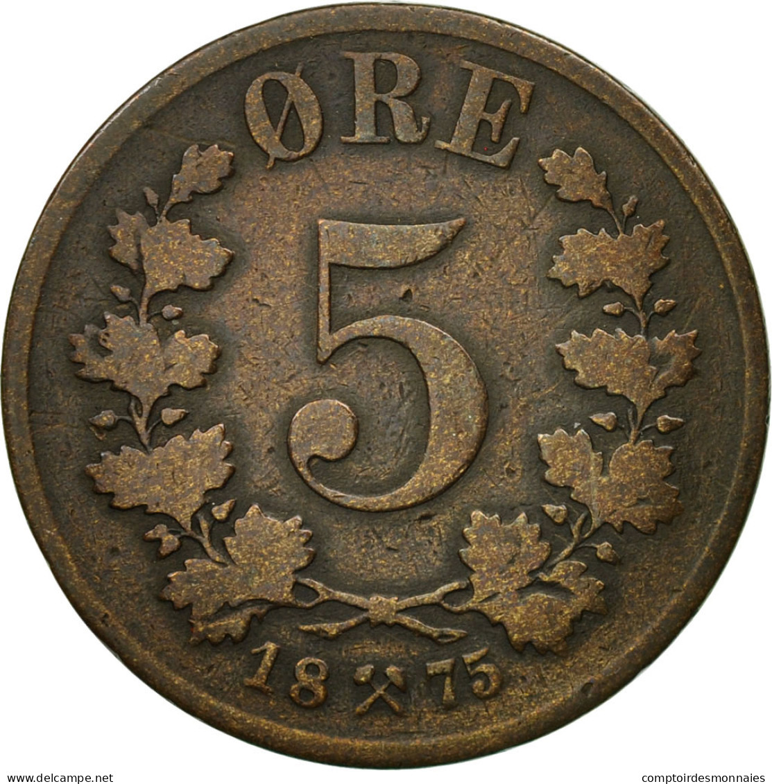 Monnaie, Norvège, 5 Öre, 1875, TTB, Bronze, KM:349 - Norvège