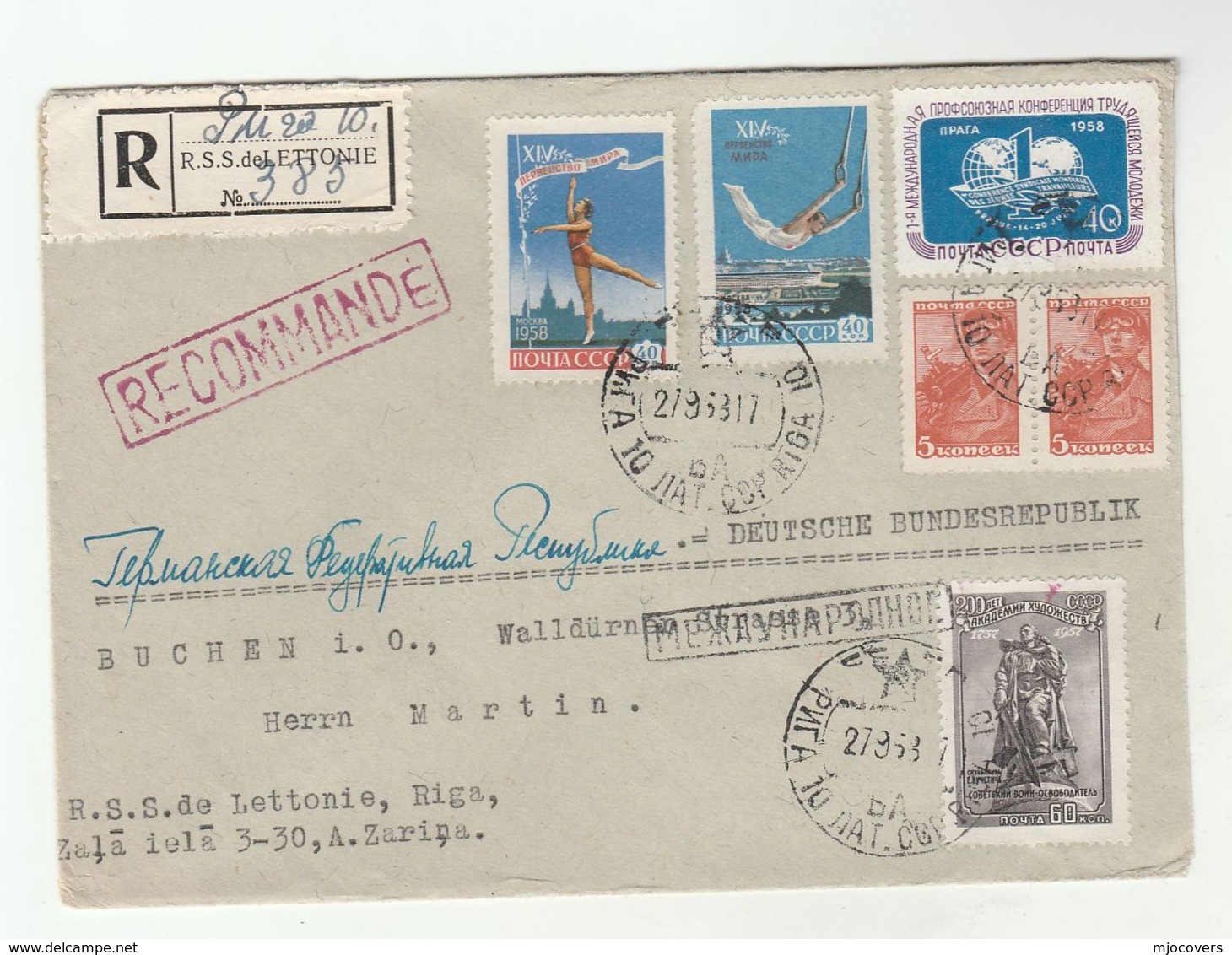 1958 Registered RIGA Russia COVER Latvia To Germany , Stamps - Lettres & Documents