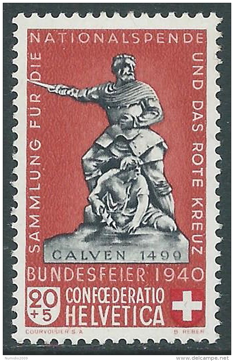 1940 SVIZZERA PRO PATRIA MONUMENTI 20 CENT II TIPO MNH ** - I56-7 - Nuovi