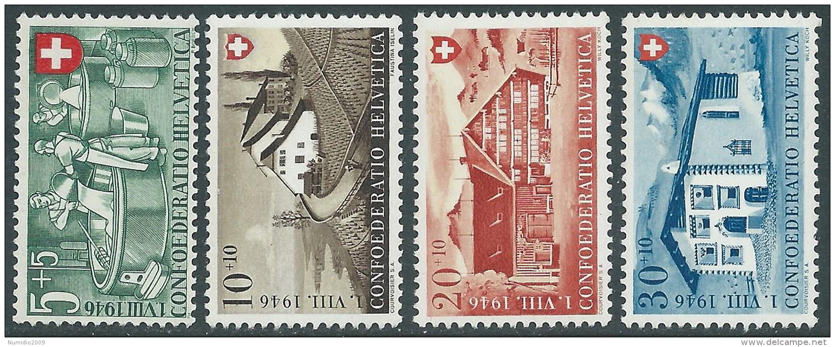 1946 SVIZZERA PRO PATRIA INDUSTRIA CASEARIA E CASE MNH ** - I55-9 - Nuovi