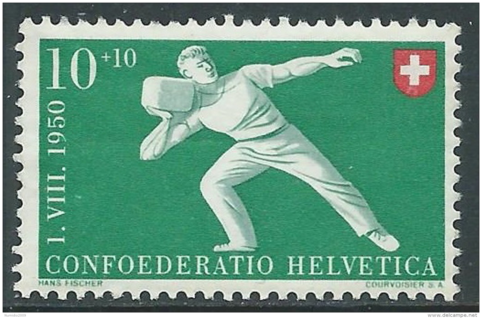 1950 SVIZZERA PRO PATRIA LANCIO PIETRA 10 CENT MNH ** - I53-9 - Nuovi