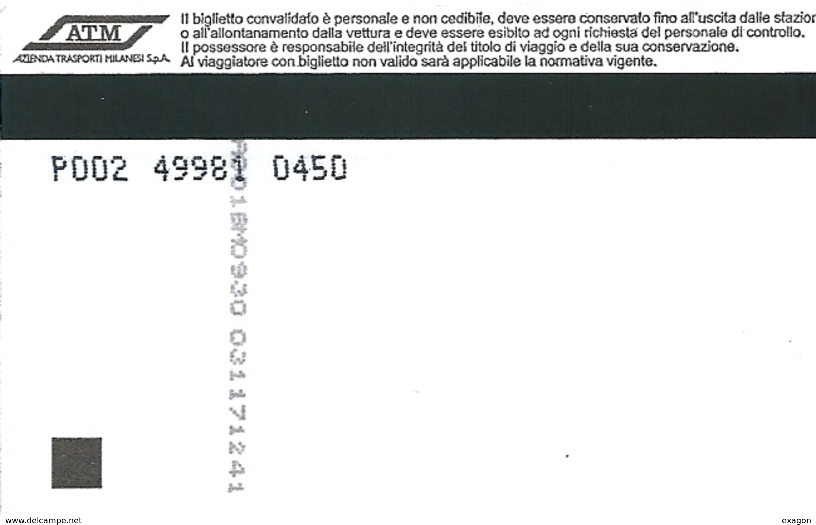 Biglietto  Usato   -  A T M   MILANO  -  Abbonamento Giornaliero Urbano - € 8,25 -  Anno  2016 - Europa