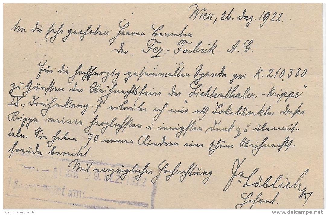 M 1  Postkarte Österreich 50 Kronen Mit Zusatzfrankatur Um 1922 - Briefe U. Dokumente