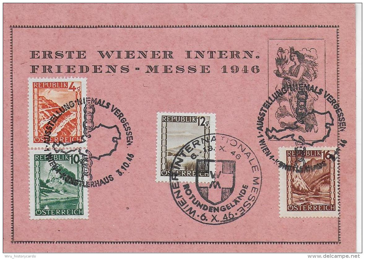 M 1  Sonderbeleg Erste Wiener Intern. Friedens-Messe 1946 - Briefe U. Dokumente