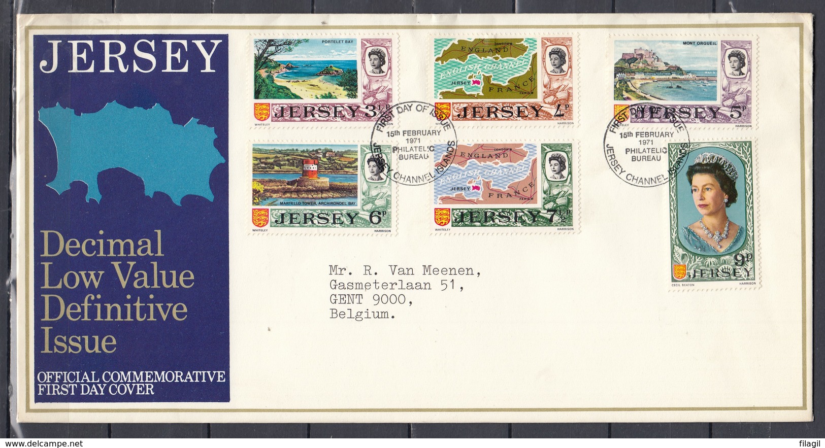 Fdc Jersey - Decimal Low Value Definitive Issue - Jersey Channel Islands (15 February 1971) - Jersey