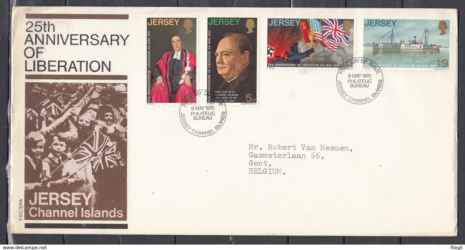 Fdc Jersey - 25th Anniversary Of Liberation - Jersey Channel Islands (9 May 1970) - Jersey