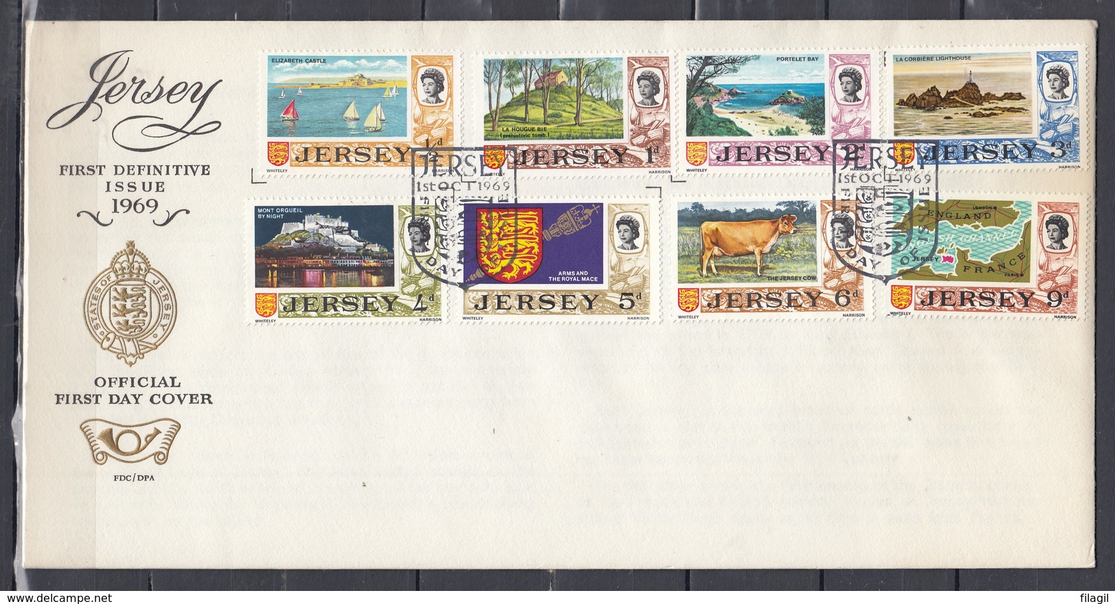 Fdc Jersey - First Definitive Issue 1969 (1 Ocotober 1969) - Jersey