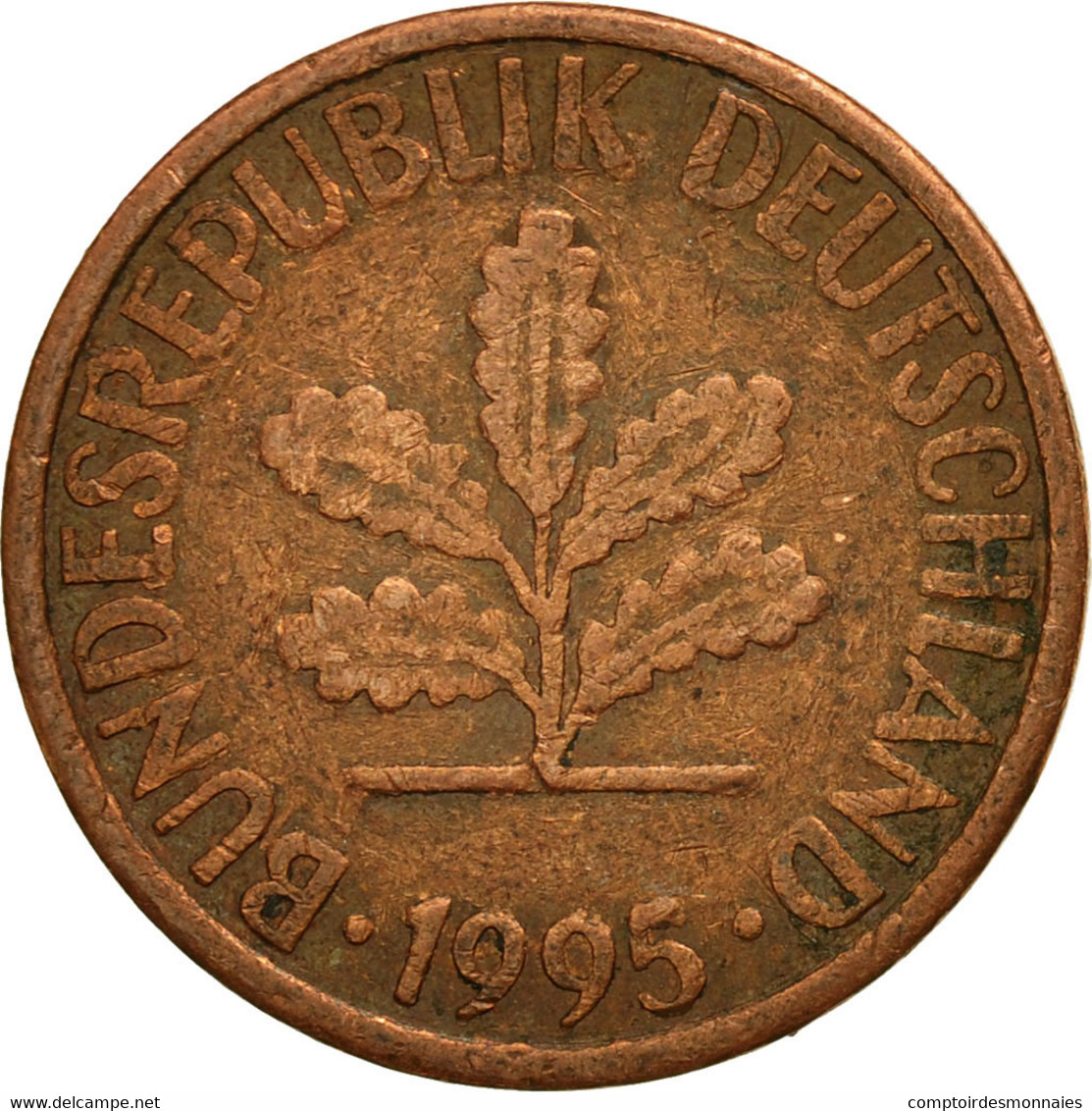 République Fédérale Allemande, 2 Pfennig, 1995, Stuttgart, TTB, Copper Plated - 2 Pfennig