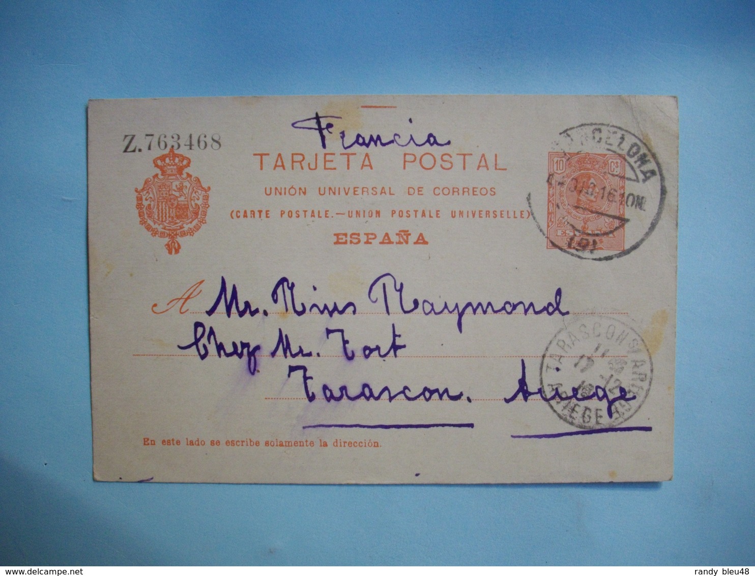 CARTE LETTRE Entier Postal ESPAGNE  Numéroté   -  1916  -  De GERONE à TARASCON - Ariège  - - Lettres & Documents