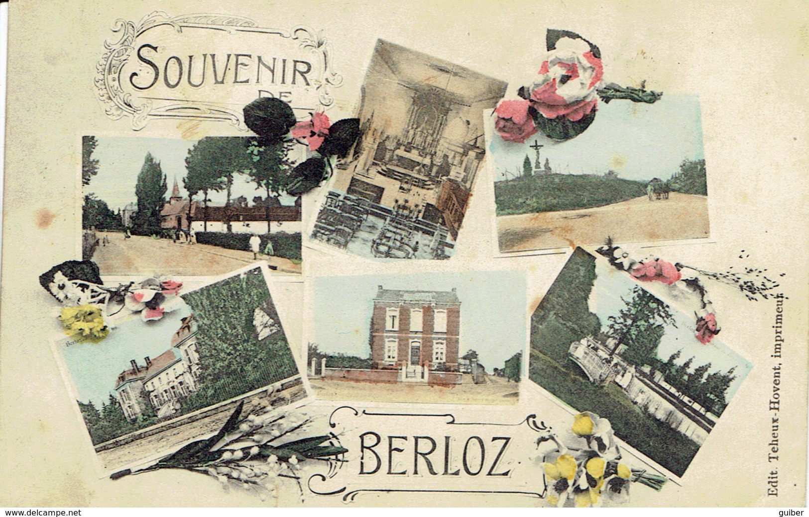 Souvenir De Berloz Multivues (5) Ecole Des Filles,int. De L'eglise - Berloz