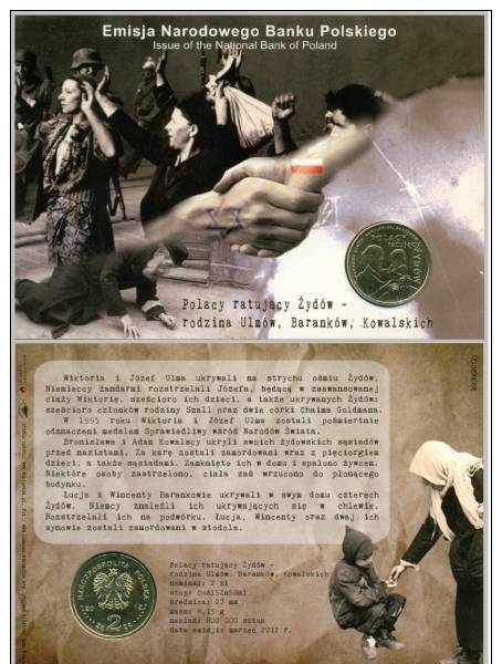 Poland, 2012, Blister With Coin, Polish Rescuers Of Jews, Family Of Ulma, Kowalski, Baranek, Judaica. 2 Zl NG, - Polonia