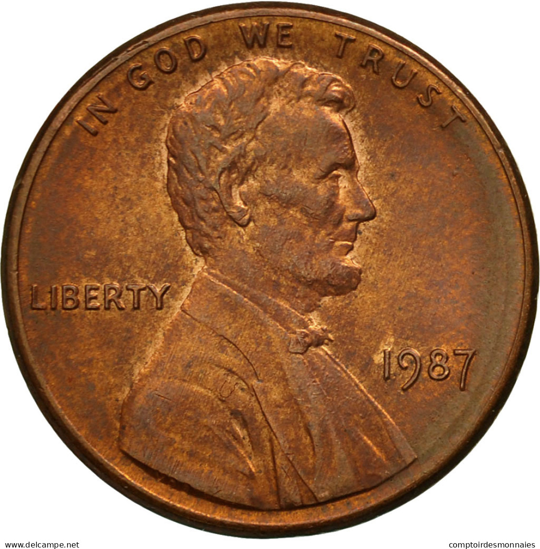 États-Unis, Lincoln Cent, Cent, 1987, U.S. Mint, Philadelphie, TTB, Copper - 1909-1958: Lincoln, Wheat Ears Reverse