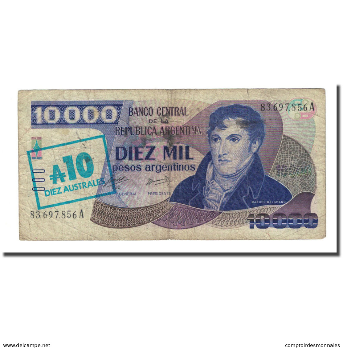 Billet, Argentine, 10 Australes, Undated (1985), KM:322b, TB - Argentine