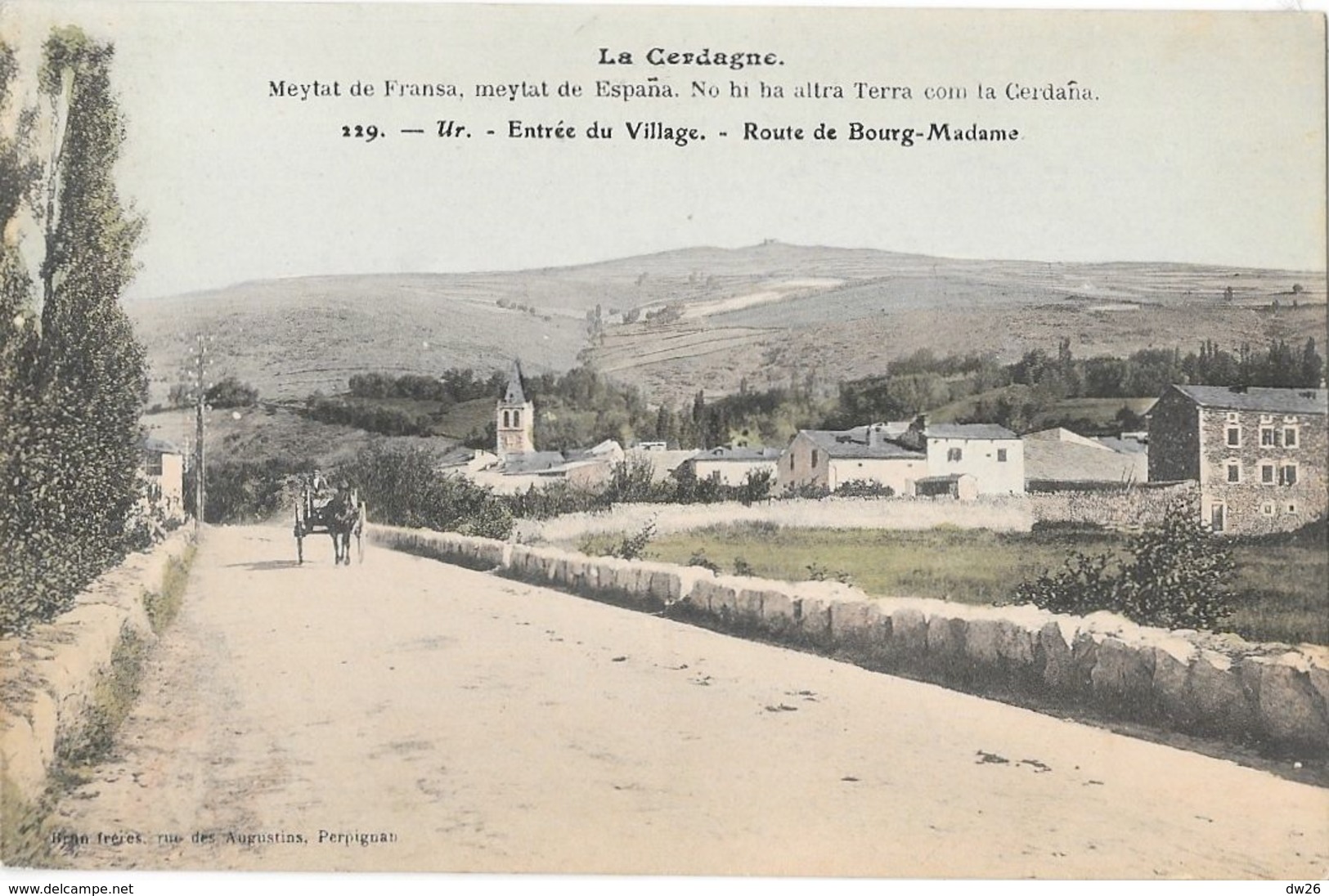 La Cerdagne - Ur, Entrée Du Village, Route De Bourg-Madame - Edition Brun Frères - Carte N° 229 Colorisée, Non Circulée - Autres & Non Classés