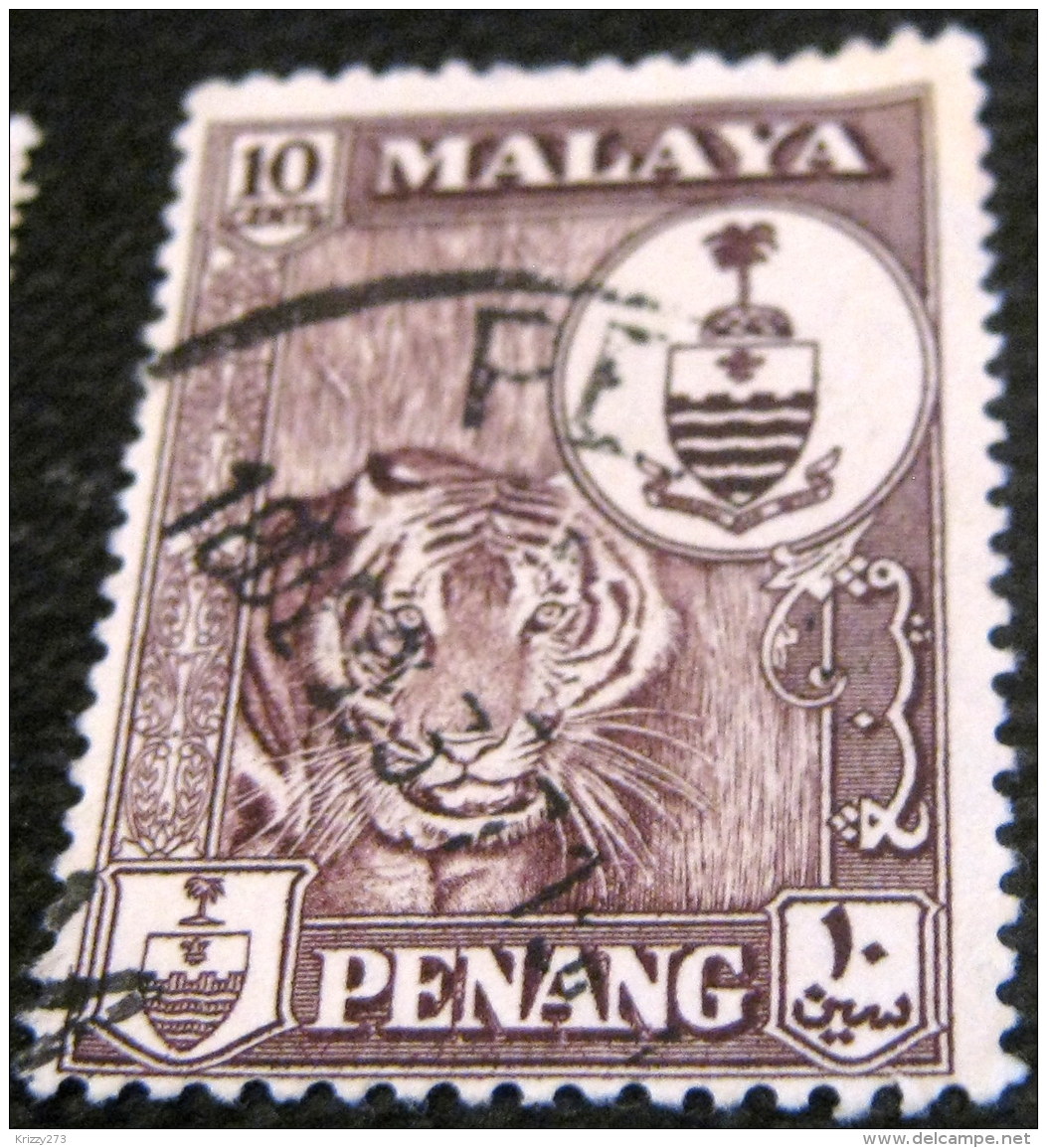 Penang 1960 Coat Of Arms And Tiger 10c - Used - Penang