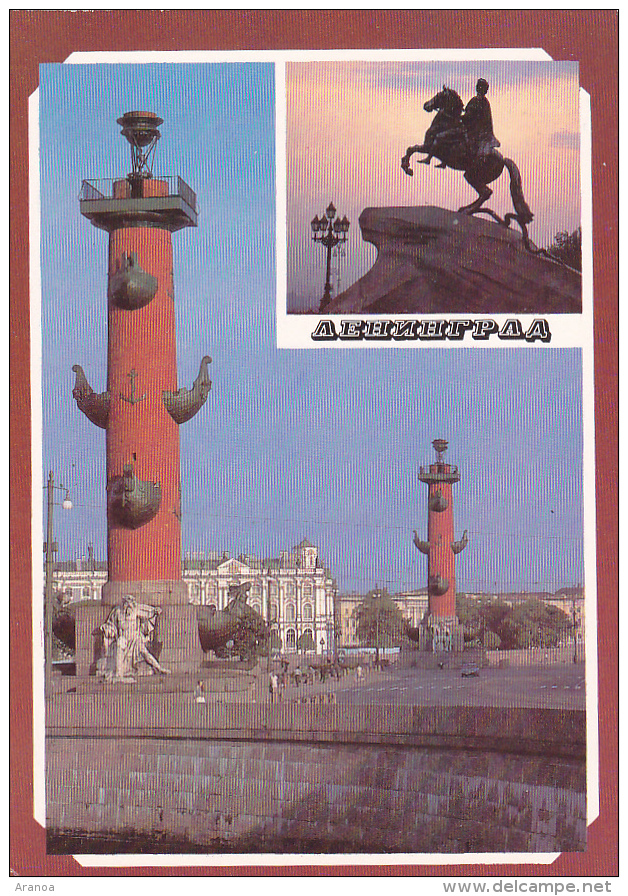 Russie -- Saint Pétersbourg -- Multivues -- Statue équestre -- 2 Colonnes Rostrales - Russie