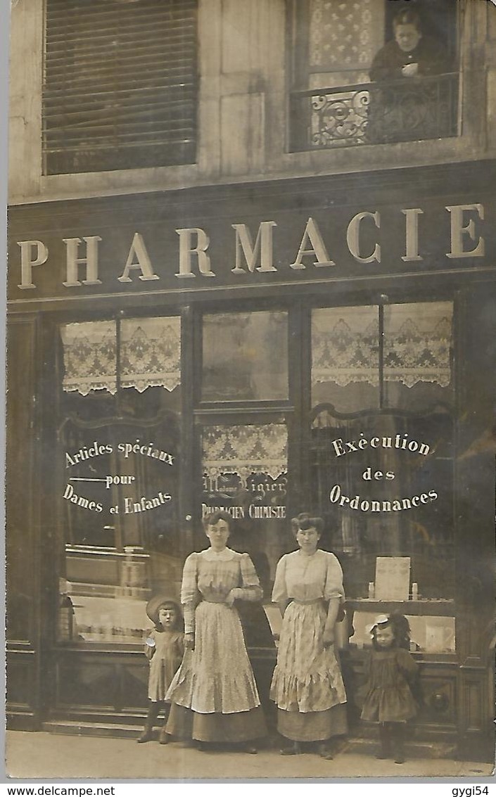 Pharmacie  Madame Ligier Pharmacien Chimiste   ( Cachet De La Saône Et Loire ) Carte Photo - Santé