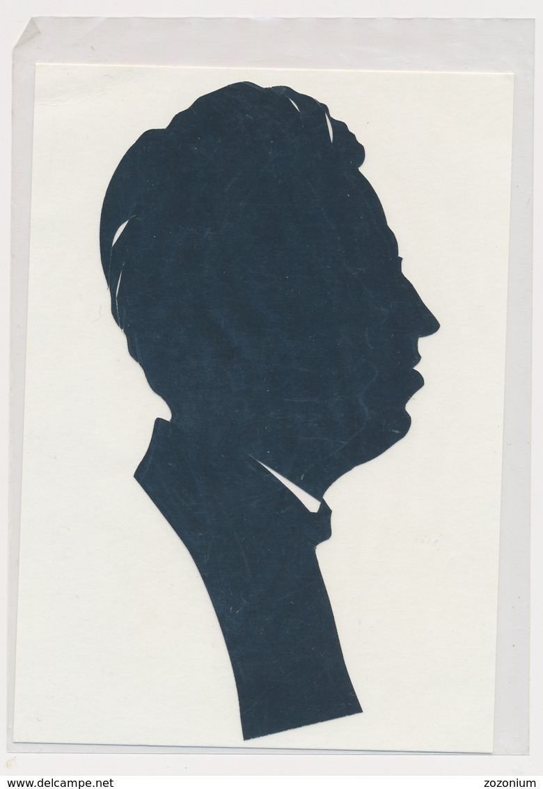 Silhouette Man, Homme Original Vintage Hand Made Silouette Siluette 1970s Old Card - Siluette