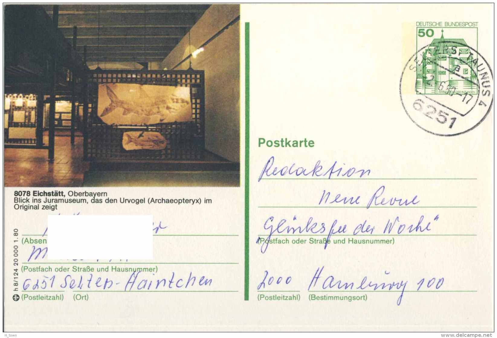 825  Poisson Fossile: Entier (c.p.) D'Allemagne, 1980 - Fossil Fish On Stationery Postcard. Jurassic Jurasique - Fossils