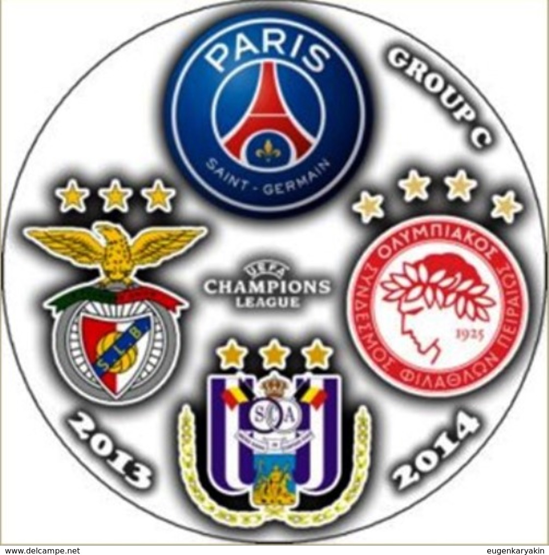 Pin Champions League 2013-2014 Group F Paris Saint-Germain Benfica Lisboa Anderlecht Olympiakos Piraeus - Fussball