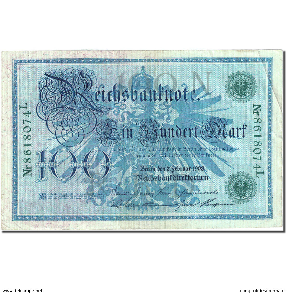 Billet, Allemagne, 100 Mark, 1908, 1908-02-07, KM:34, TTB - 100 Mark