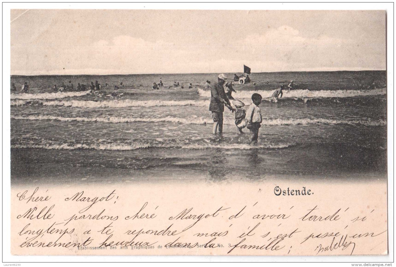 Ostende - Plage - Envoyée Vers Odessa ( Russie ) - édit. Etablissement Des Arts Graphiques De Luxembourg Série V N°3 + V - Oostende