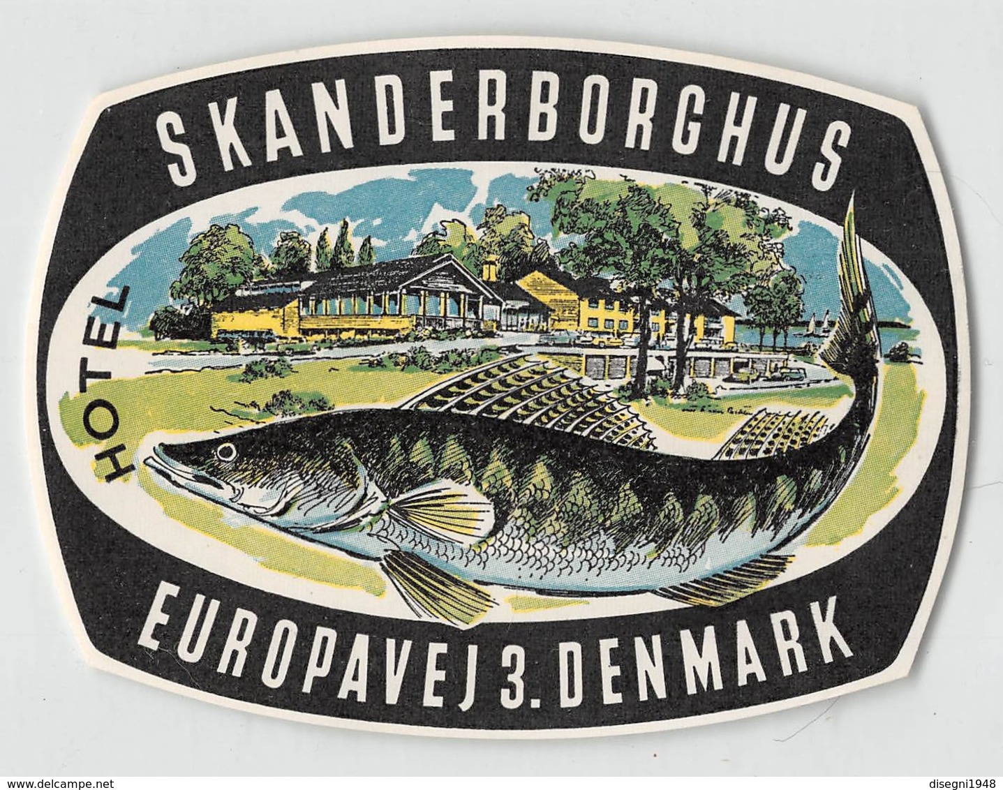 07410 "HOTEL SCANDERBORGHUS - EUROPAVEJ 3. DENMARK" ETICH. ORIG. LABEL - Hotel Labels