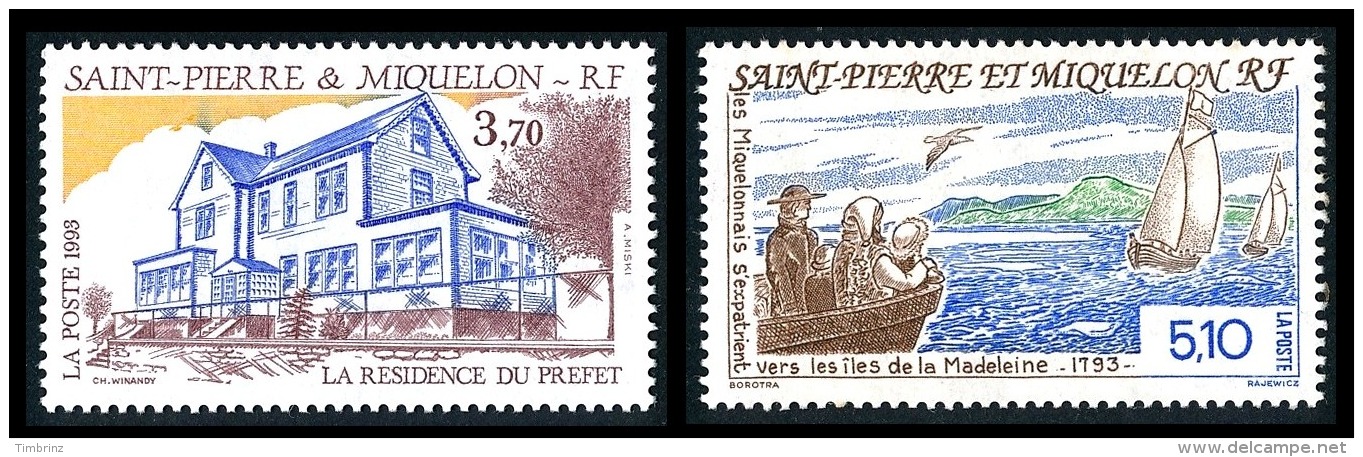 ST-PIERRE ET MIQUELON Année complète 1993 - Yv. 572 à 591 ** MNH  Faciale= 11,24 EUR - 20 timbres  ..Réf.SPM11465