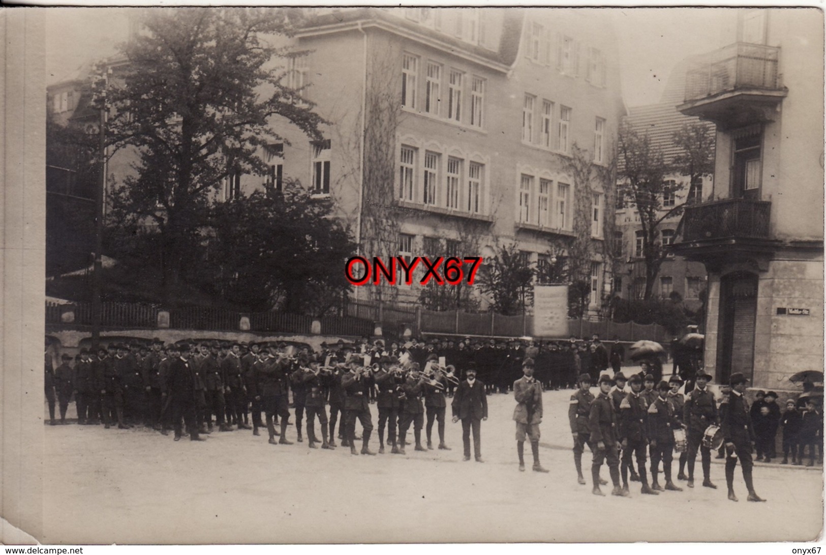 Carte Photo Militaire GEISLINGEN-Steige (Allemagne-Bade-Wurtemberg) Défilé Musique Soldats Deutschland Foto Gauger - Geislingen