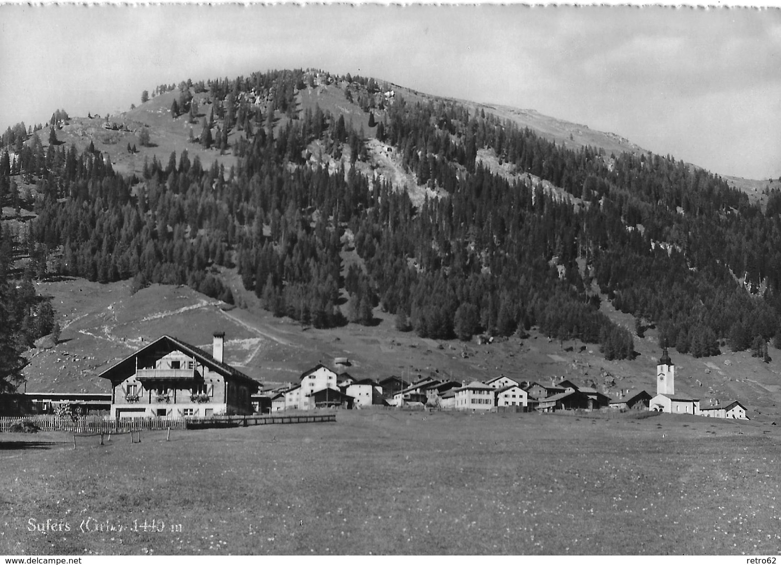 SUFERS → Dorfansicht, Fotokarte Hotel Hinterrhein Ca.1940 - Hinterrhein