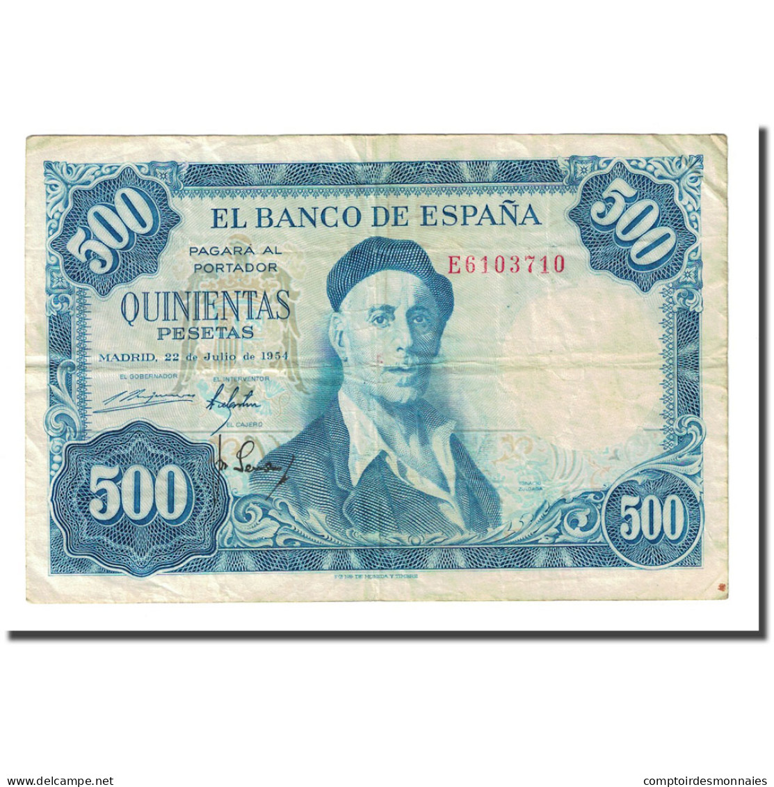 Billet, Espagne, 500 Pesetas, 1954-07-22, KM:148a, TB - 500 Peseten